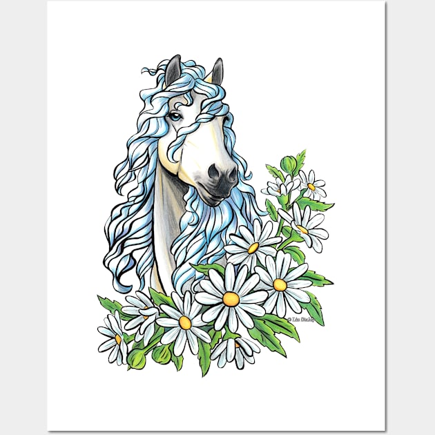 Diamond Horse with Daisies Wall Art by lizstaley